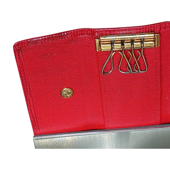 Authentic Louis Vuitton Key Holder Red Epi Leather 4 Hook Case - Picture 8 of 14